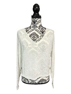 SARAH PACINI White V-Neck Textured Sweater